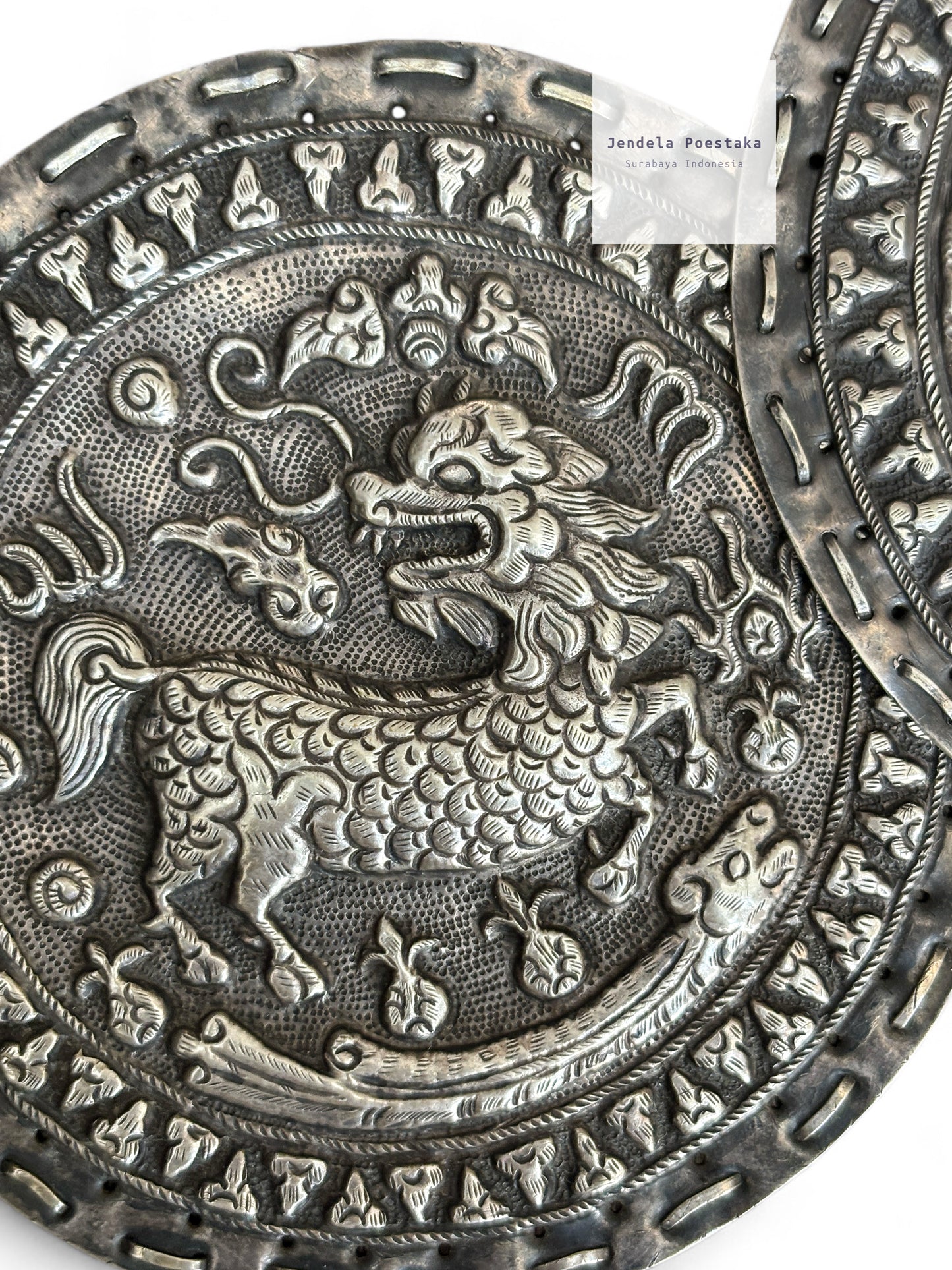 Antique Peranakan Chinese Silver Pillow Ends – Circa 1900 Java