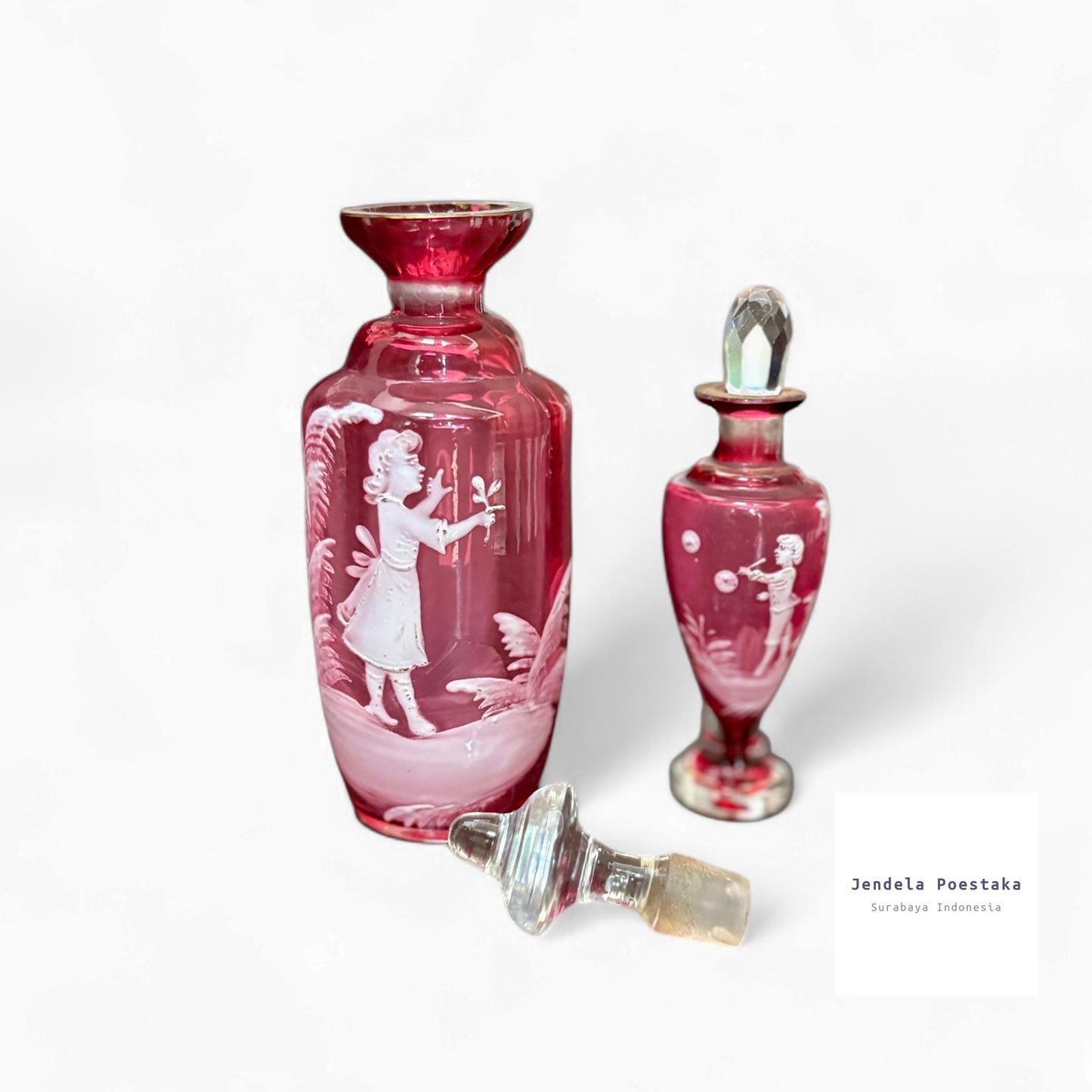 A Pair of Mary Gregory Perfume Bottles – 20th Century Bohemia