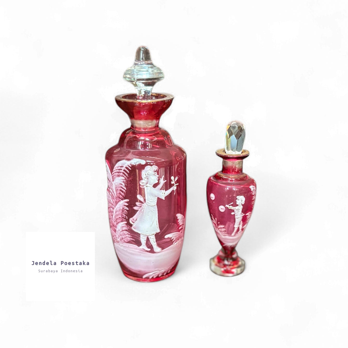 A Pair of Mary Gregory Perfume Bottles – 20th Century Bohemia
