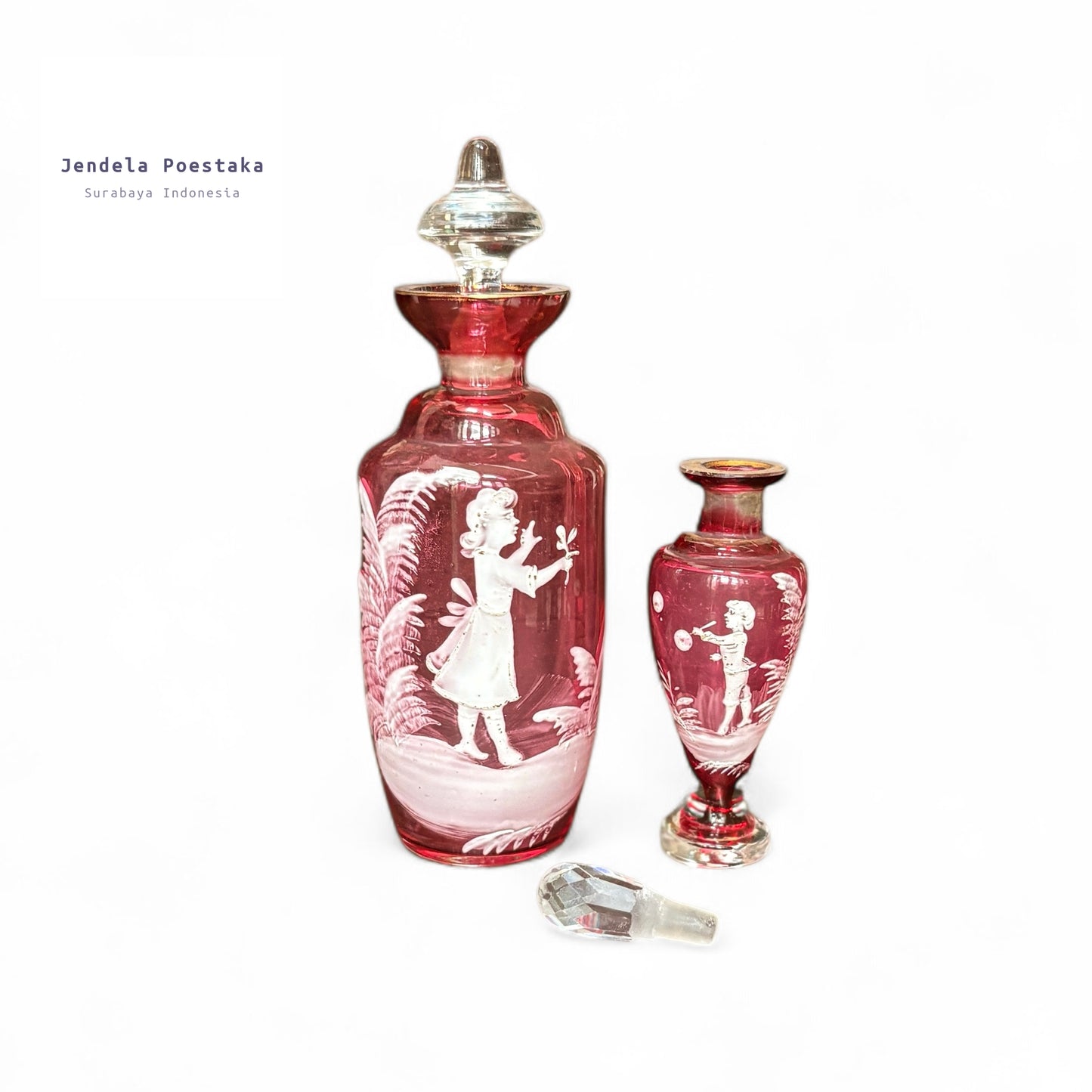 A Pair of Mary Gregory Perfume Bottles – 20th Century Bohemia