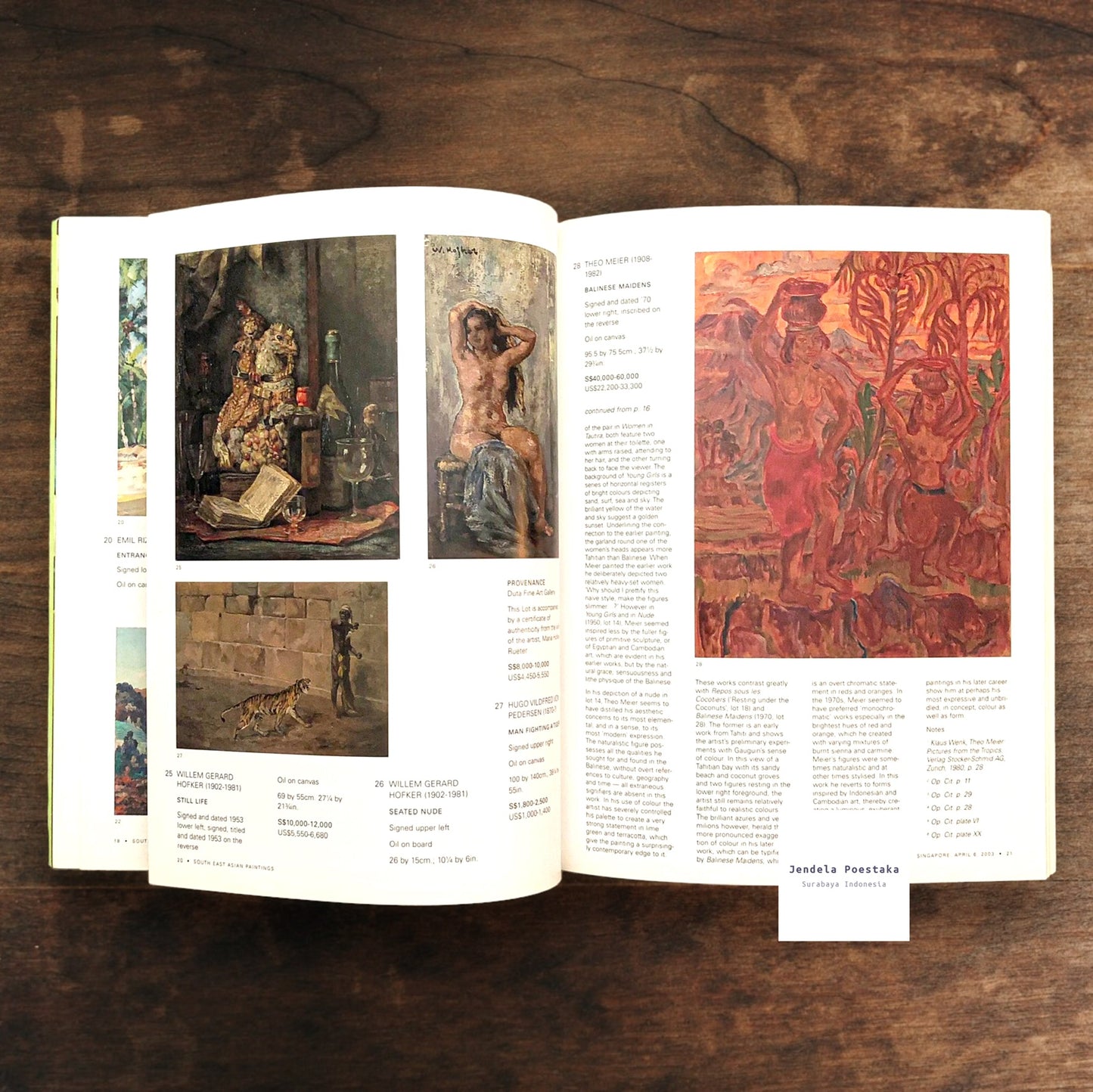 Sotheby’s Singapore: South East Asian Paintings. Sunday 6 April 2003